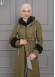 BELTED CACHET TOPCOAT WITH HOOD AND SLEEVE FUR DETAILS 1355 Haki