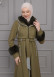 BELTED CACHET TOPCOAT WITH HOOD AND SLEEVE FUR DETAILS 1355 Haki