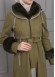 BELTED CACHET TOPCOAT WITH HOOD AND SLEEVE FUR DETAILS 1355 Haki