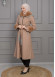 BELTED CACHET TOPCOAT WITH HOOD AND SLEEVE FUR DETAILS 1355 Bej