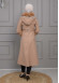 BELTED CACHET TOPCOAT WITH HOOD AND SLEEVE FUR DETAILS 1355 Bej