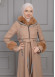BELTED CACHET TOPCOAT WITH HOOD AND SLEEVE FUR DETAILS 1355 Bej