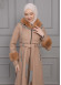 BELTED CACHET TOPCOAT WITH HOOD AND SLEEVE FUR DETAILS 1355 Bej