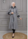 BELTED CACHET TOPCOAT WITH HOOD AND SLEEVE FUR DETAILS 1355 Gri