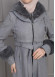 BELTED CACHET TOPCOAT WITH HOOD AND SLEEVE FUR DETAILS 1355 Gri