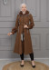 BELTED CACHET TOPCOAT WITH HOOD AND SLEEVE FUR DETAILS 1355 - brown