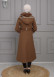 BELTED CACHET TOPCOAT WITH HOOD AND SLEEVE FUR DETAILS 1355 Kahverengi