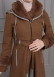 BELTED CACHET TOPCOAT WITH HOOD AND SLEEVE FUR DETAILS 1355 Kahverengi
