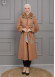 BELTED CACHET TOPCOAT WITH HOOD AND SLEEVE FUR DETAILS 1355 - tan
