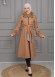 BELTED CACHET TOPCOAT WITH HOOD AND SLEEVE FUR DETAILS 1355 taba