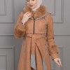 ترانشكوت نسائي جوخ شتوي مع كبيشون فرو قابلة للإزالة 1355 taba