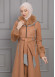 BELTED CACHET TOPCOAT WITH HOOD AND SLEEVE FUR DETAILS 1355 taba