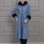 Luxury Woolen Trench Coat with Rabbit Fur Lining 1355 - blue