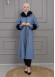 BELTED CACHET TOPCOAT WITH HOOD AND SLEEVE FUR DETAILS 1355 Mavi