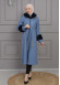 BELTED CACHET TOPCOAT WITH HOOD AND SLEEVE FUR DETAILS 1355 Mavi