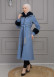 BELTED CACHET TOPCOAT WITH HOOD AND SLEEVE FUR DETAILS 1355 Mavi