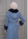 BELTED CACHET TOPCOAT WITH HOOD AND SLEEVE FUR DETAILS 1355 Mavi