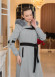 Cashmere Wool Coat with Fur Lining and Removable Hood - Code 1374 - gray