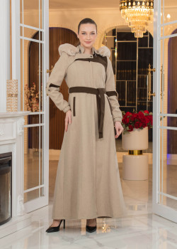 مانطو جوخ كشمير مع بطانة فرو وكبيشون قابل للإزالة - الكود 1374 - شوكو كاشف