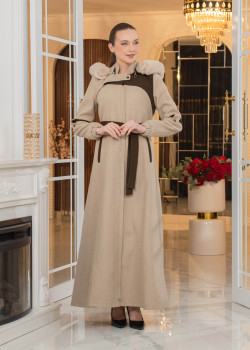 مانطو جوخ كشمير مع بطانة فرو وكبيشون قابل للإزالة - الكود 1374 - شوكو كاشف