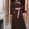 Cashmere Wool Coat with Fur Lining and Removable Hood - Code 1374 - brown