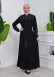 Belted Zippered Striped Hijab Abaya 636 Siyah
