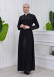 Belted Zippered Striped Hijab Abaya 636 Siyah