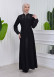 Belted Zippered Striped Hijab Abaya 636 Siyah