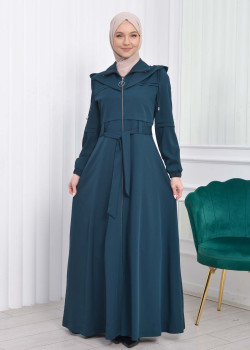 مانطو برادا ياقة سبعة مع حزام 1205 - زيتي