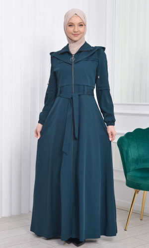 Muslim Hijab Wear womens Manto with a belt 1205 - Khaki