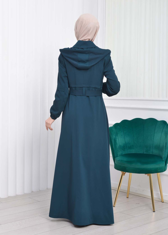 Muslim Hijab Wear women's Manto with a belt 1205 Haki