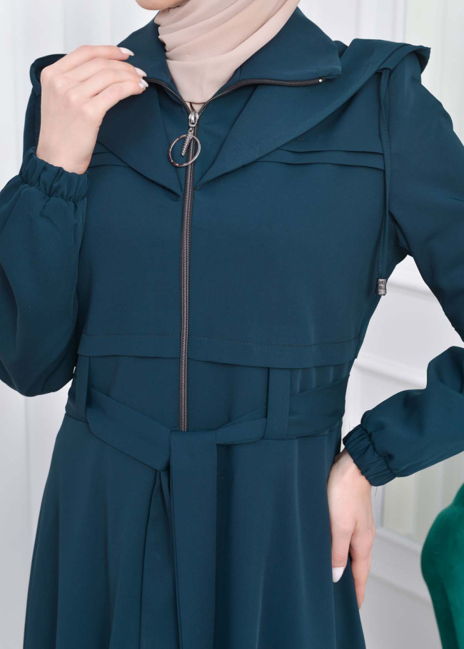 Muslim Hijab Wear women's Manto with a belt 1205 Haki