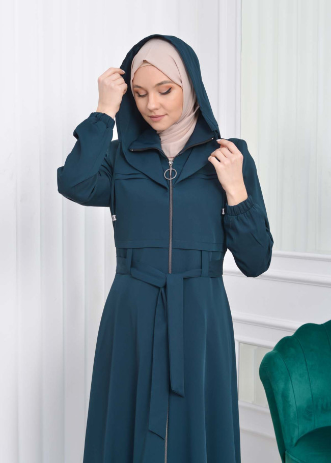 Muslim Hijab Wear women's Manto with a belt 1205 Haki