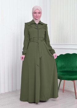 مانطو برادا ياقة سبعة مع حزام 1205 - عسكري