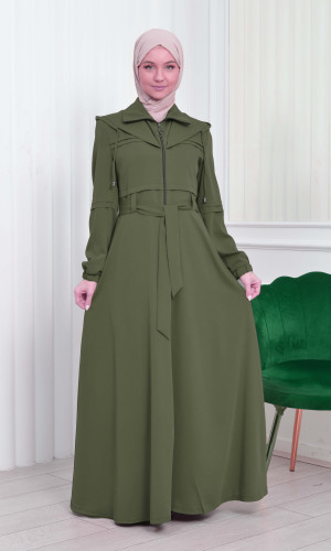 مانطو برادا ياقة سبعة مع حزام 1205 - عسكري