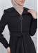 Belted Hooded Hijab Parachute Topcoat 1211 Siyah