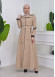 Belted Hooded Hijab Parachute Topcoat 1211 Bej