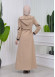 Belted Hooded Hijab Parachute Topcoat 1211 Bej