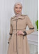 Belted Hooded Hijab Parachute Topcoat 1211 Bej