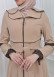 Belted Hooded Hijab Parachute Topcoat 1211 Bej