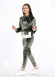 Girls Korean Velvet Pajama Set - Playful Design - Code 3100 - khaki