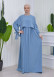 Lace up Sleeve Simple Hijab Dress 831 Bebe Mavi