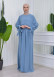 Lace up Sleeve Simple Hijab Dress 831 Bebe Mavi