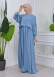 Lace up Sleeve Simple Hijab Dress 831 Bebe Mavi
