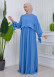 Lace up Sleeve Simple Hijab Dress 831 Mavi