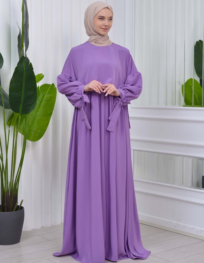 فستان محجبات بأكمام ربط 831 Lila