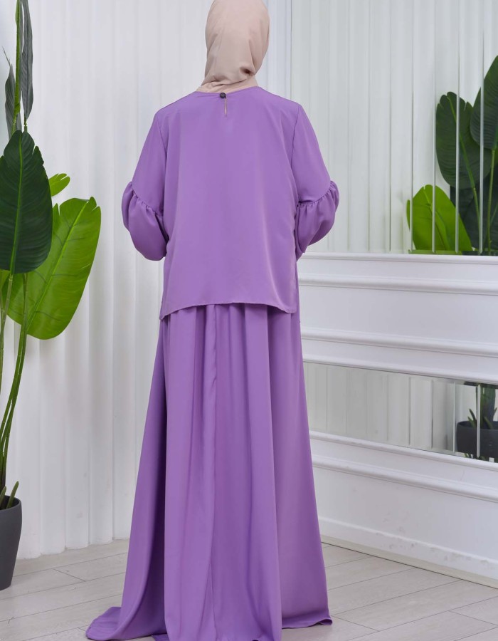 فستان محجبات بأكمام ربط 831 Lila