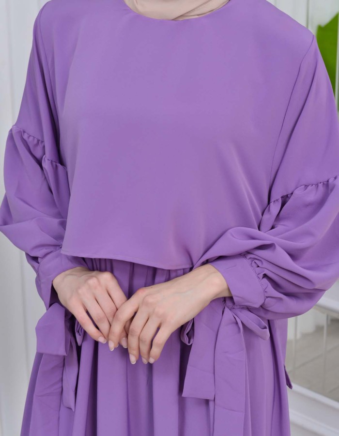 فستان محجبات بأكمام ربط 831 Lila