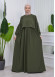 Lace up Sleeve Simple Hijab Dress 831 Haki
