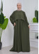 Lace up Sleeve Simple Hijab Dress 831 Haki